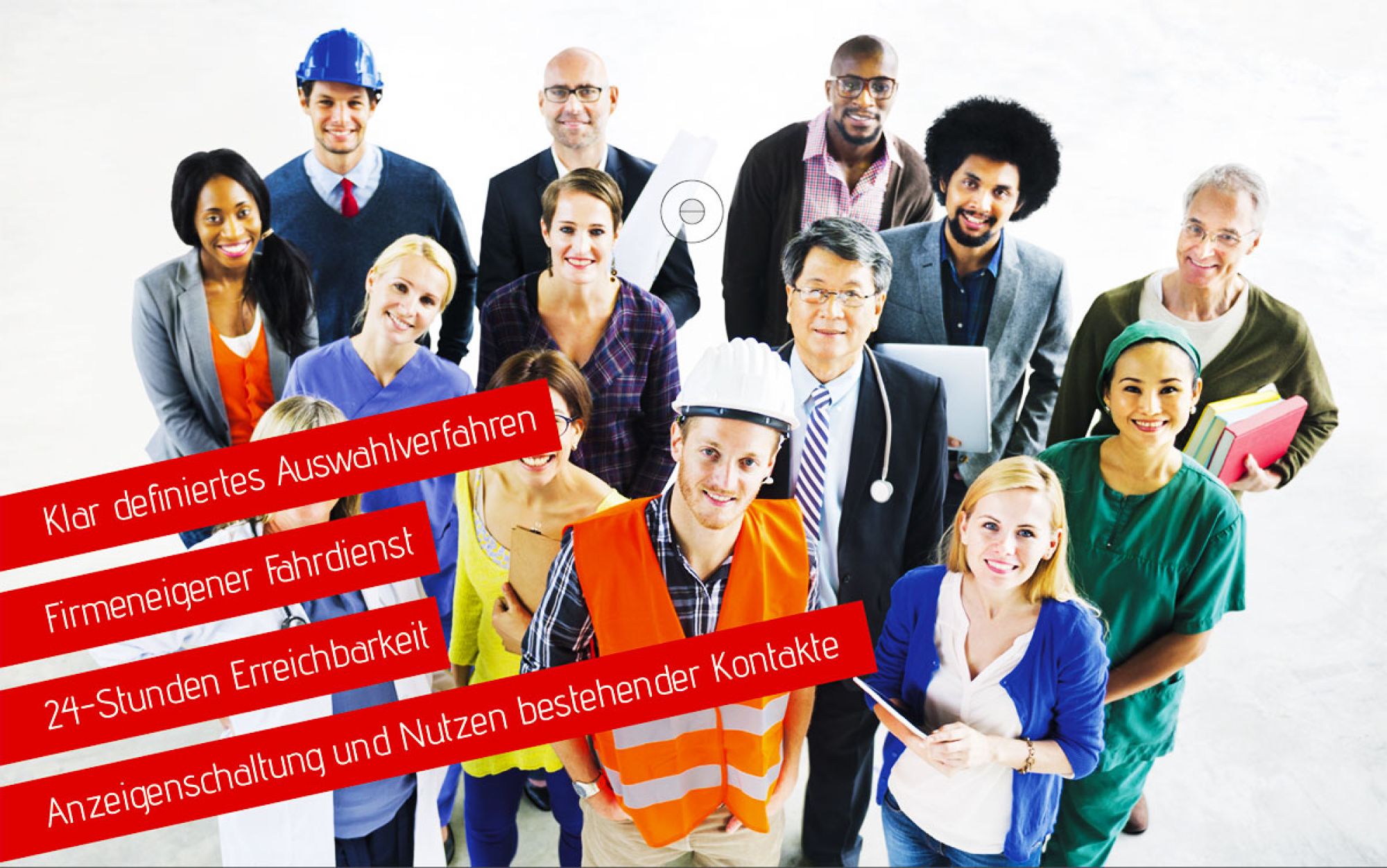 Menschen aus verschiedenen Arbeitsfeldern